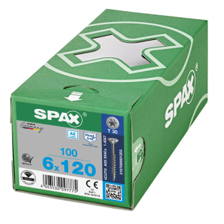 Product afbeelding voor Spax Spaanplaatschroef 6x120/68mm Platkop TX-30 RVS A2 100st