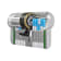 Product afbeelding voor DOM Profielcilinder Met Knop 333 Plura Dubbel 30/30mm Messing Vernikkeld Mat SKG2