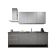 Product afbeelding voor Procasa Keuken 240cm Compleet Grey Spoelbak Rechts Uit Midden Met 3 Inbouwapparaten, Vaatwasser Inductie Kookplaat En Afzuigkap