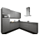 Product afbeelding voor Procasa Hoekkeuken Compleet 245x245cm Grey Met 5 Inbouwapparaten, Hoge Kast Met Koelkast Nis103 En Combi Magnetron Nis 45 Links, Vaatwasser, Inductie Kookplaat En Afzuigkap